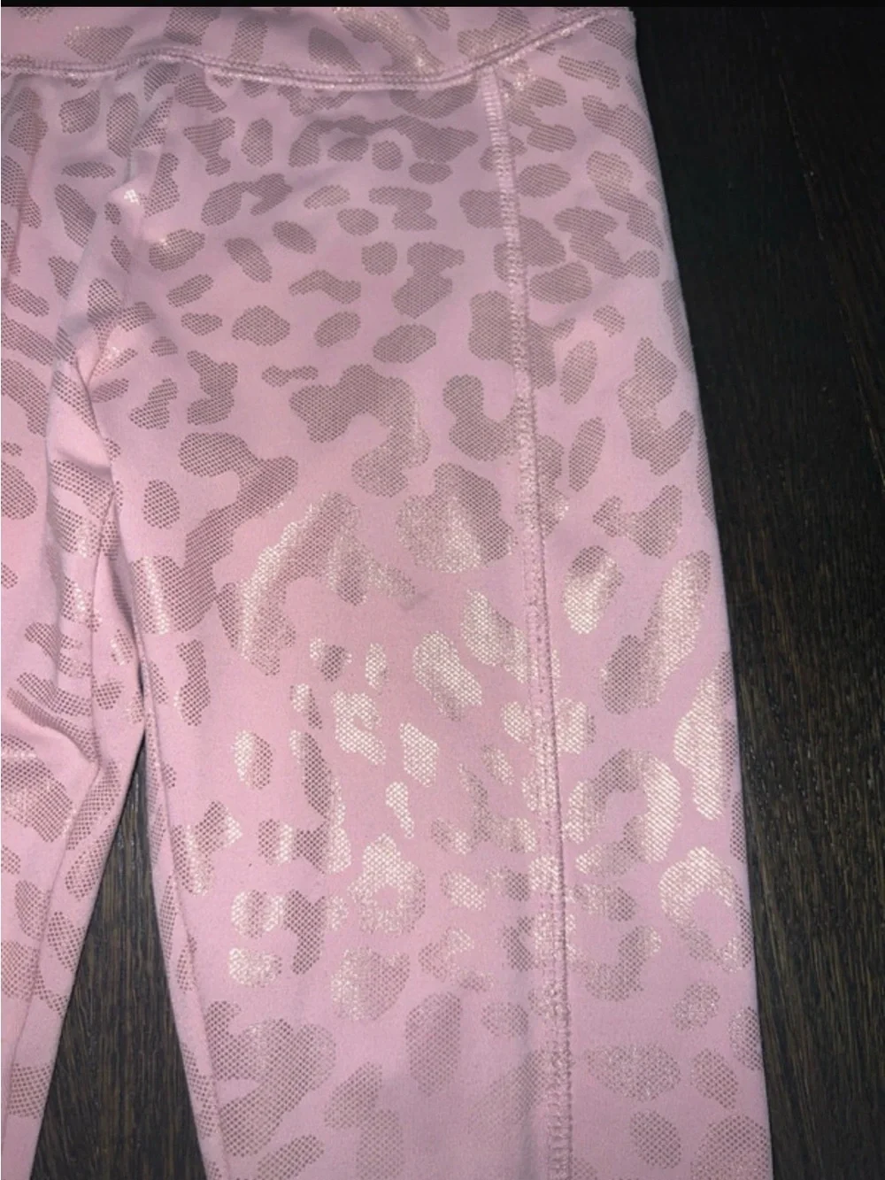 Girls' Pink cheetah-Print Active Leggings with Strappy Hem size 8